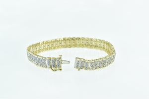 10K 3.75 Ctw Diamond Encrusted Bar Link Tennis Bracelet 7" Yellow Gold