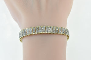 10K 3.75 Ctw Diamond Encrusted Bar Link Tennis Bracelet 7" Yellow Gold