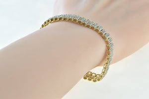 10K 3.75 Ctw Diamond Encrusted Bar Link Tennis Bracelet 7" Yellow Gold