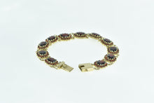 Load image into Gallery viewer, 10K Oval Garnet Halo Vintage Cluster Statement Bracelet 6.75&quot; Yellow Gold