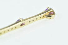 Load image into Gallery viewer, 14K Oval Amethyst Diamond Drop Bar Statement Pendant Yellow Gold