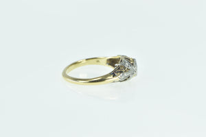 18K Palladium 1930's Diamond Filigree Engagement Ring Yellow Gold