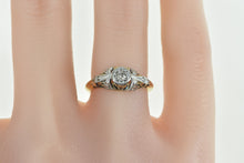 Load image into Gallery viewer, 18K Palladium 1930&#39;s Diamond Filigree Engagement Ring Yellow Gold