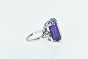 14K 28.00 Ctw Emerald Cut Amethyst Diamond Ring Yellow Gold