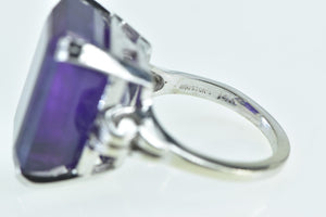 14K 28.00 Ctw Emerald Cut Amethyst Diamond Ring Yellow Gold