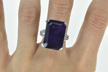 Load image into Gallery viewer, 14K 28.00 Ctw Emerald Cut Amethyst Diamond Ring Yellow Gold