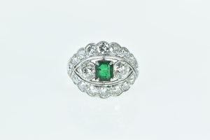 Platinum 4.00 Ctw Victorian Emerald Cut OEC Diamond Ring