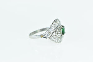 Platinum 4.00 Ctw Victorian Emerald Cut OEC Diamond Ring