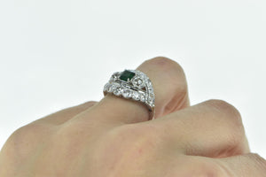 Platinum 4.00 Ctw Victorian Emerald Cut OEC Diamond Ring