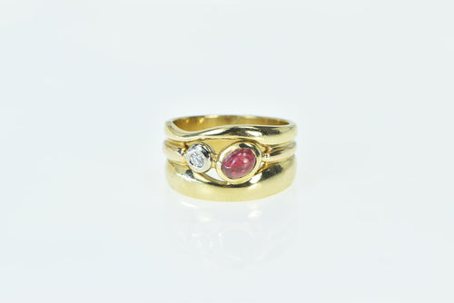 18K Manfredi Ruby Diamond Vintage Statement Ring Yellow Gold