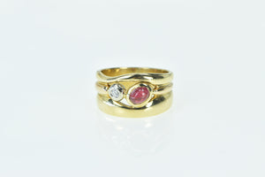 18K Manfredi Ruby Diamond Vintage Statement Ring Yellow Gold