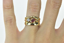 Load image into Gallery viewer, 18K Manfredi Ruby Diamond Vintage Statement Ring Yellow Gold