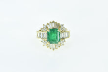 Load image into Gallery viewer, 18K 3.64 Ctw Emerald Baguette Diamond Engagement Ring Yellow Gold