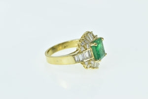 18K 3.64 Ctw Emerald Baguette Diamond Engagement Ring Yellow Gold