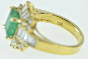 18K 3.64 Ctw Emerald Baguette Diamond Engagement Ring Yellow Gold