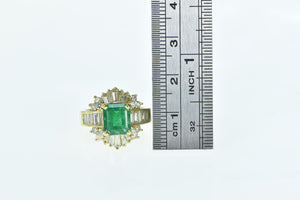 18K 3.64 Ctw Emerald Baguette Diamond Engagement Ring Yellow Gold