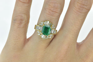 18K 3.64 Ctw Emerald Baguette Diamond Engagement Ring Yellow Gold