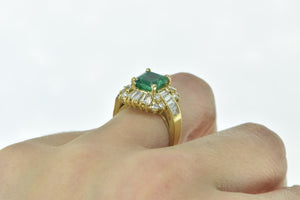 18K 3.64 Ctw Emerald Baguette Diamond Engagement Ring Yellow Gold