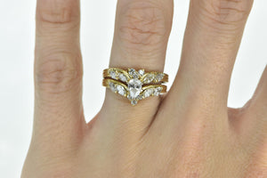 18K 1.01 Ctw Pear Diamond Chevron Engagement Ring Yellow Gold