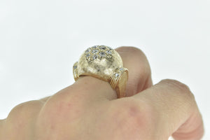 14K 1950's 1.00 Ctw Diamond Domed Cocktail Ring Yellow Gold