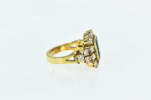 18K 5.80 Ctw Emerald Sapphire Diamond Statement Ring Yellow Gold