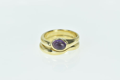 18K Manfredi Amethyst Ornate Designer Statement Ring Yellow Gold