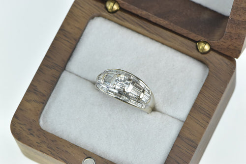 18K 1.00 Ctw Diamond Baguette Engagement Ring White Gold