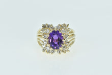 Load image into Gallery viewer, 14K 3.80 Ctw Oval Amethyst Diamond Cluster Halo Ring Yellow Gold