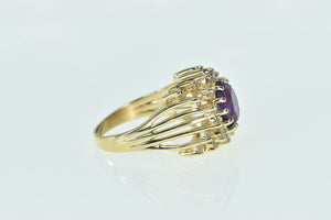 14K 3.80 Ctw Oval Amethyst Diamond Cluster Halo Ring Yellow Gold