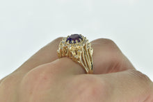 Load image into Gallery viewer, 14K 3.80 Ctw Oval Amethyst Diamond Cluster Halo Ring Yellow Gold