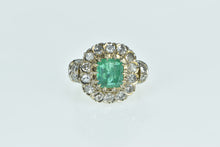 Load image into Gallery viewer, 18K Victorian 3.00 Ctw Emerald Diamond Engagement Ring White Gold