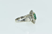 Load image into Gallery viewer, 18K Victorian 3.00 Ctw Emerald Diamond Engagement Ring White Gold