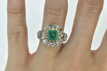 Load image into Gallery viewer, 18K Victorian 3.00 Ctw Emerald Diamond Engagement Ring White Gold