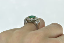 Load image into Gallery viewer, 18K Victorian 3.00 Ctw Emerald Diamond Engagement Ring White Gold