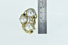 Load image into Gallery viewer, 18K Pearl Sapphire Diamond Statement Cluster Ring Yellow Gold