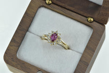 Load image into Gallery viewer, 14K 0.60 Ctw Natural Ruby Diamond Halo Engagement Ring Yellow Gold