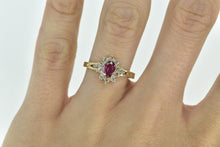 Load image into Gallery viewer, 14K 0.60 Ctw Natural Ruby Diamond Halo Engagement Ring Yellow Gold