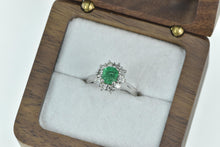 Load image into Gallery viewer, 14K 1.10 Ctw Natural Emerald Diamond Engagement Ring White Gold