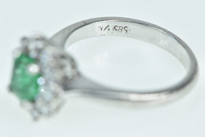 14K 1.10 Ctw Natural Emerald Diamond Engagement Ring White Gold