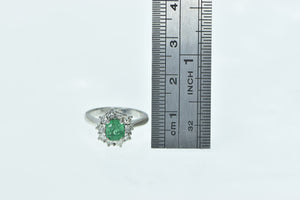 14K 1.10 Ctw Natural Emerald Diamond Engagement Ring White Gold