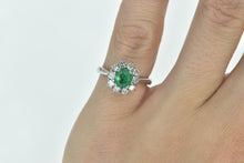 Load image into Gallery viewer, 14K 1.10 Ctw Natural Emerald Diamond Engagement Ring White Gold