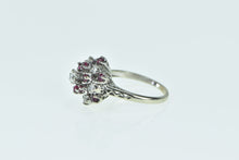 Load image into Gallery viewer, 14K 0.88 Ctw Ruby Diamond Cluster Statement Ring White Gold