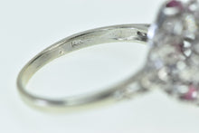 Load image into Gallery viewer, 14K 0.88 Ctw Ruby Diamond Cluster Statement Ring White Gold