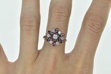 Load image into Gallery viewer, 14K 0.88 Ctw Ruby Diamond Cluster Statement Ring White Gold