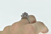 Load image into Gallery viewer, 14K 0.88 Ctw Ruby Diamond Cluster Statement Ring White Gold