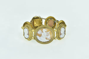 14K Victorian Hand Carved Cameo Romanesque Ladies Bracelet 7" Yellow Gold