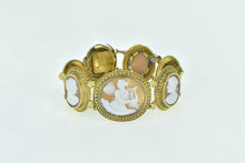 Load image into Gallery viewer, 14K Victorian Hand Carved Cameo Romanesque Ladies Bracelet 7&quot; Yellow Gold