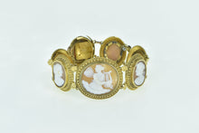 Load image into Gallery viewer, 14K Victorian Hand Carved Cameo Romanesque Ladies Bracelet 7" Yellow Gold