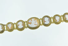 Load image into Gallery viewer, 14K Victorian Hand Carved Cameo Romanesque Ladies Bracelet 7&quot; Yellow Gold