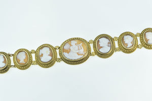 14K Victorian Hand Carved Cameo Romanesque Ladies Bracelet 7" Yellow Gold